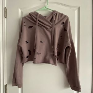 Cropped purple hoodie with holes